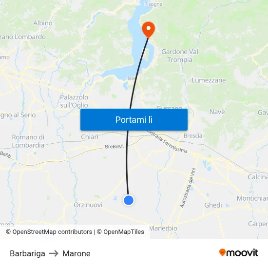 Barbariga to Marone map