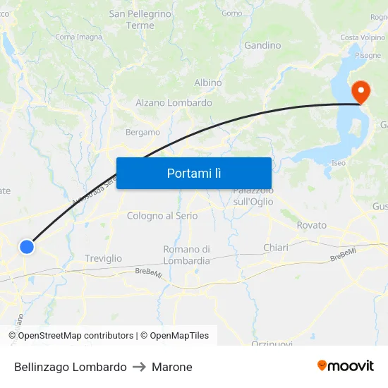 Bellinzago Lombardo to Marone map