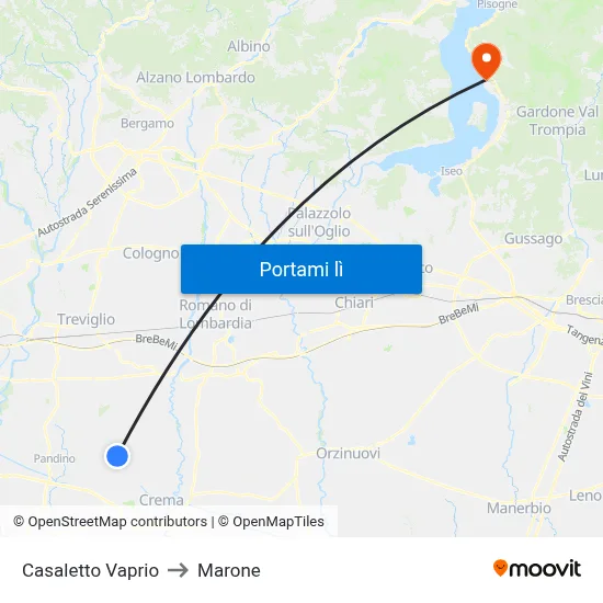 Casaletto Vaprio to Marone map
