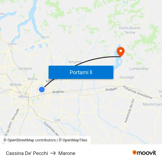 Cassina De' Pecchi to Marone map