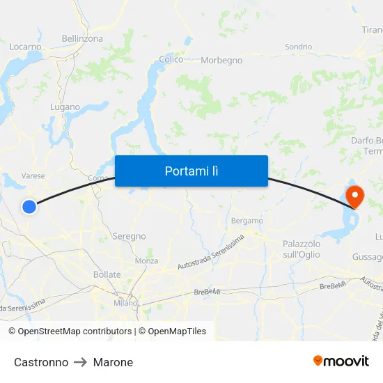 Castronno to Marone map