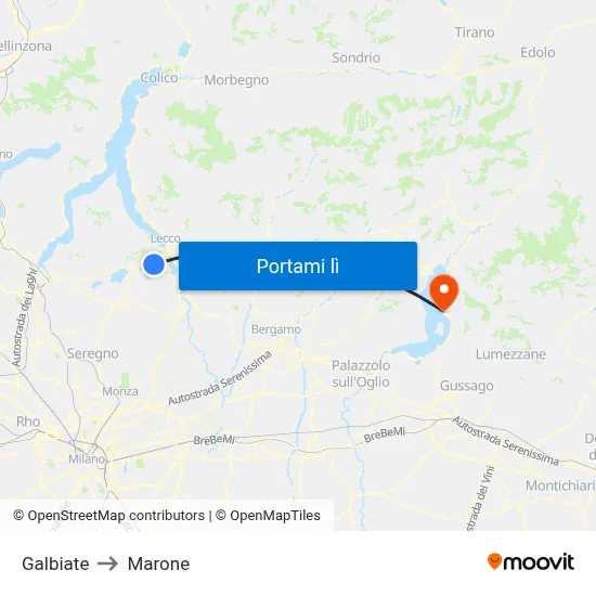 Galbiate to Marone map
