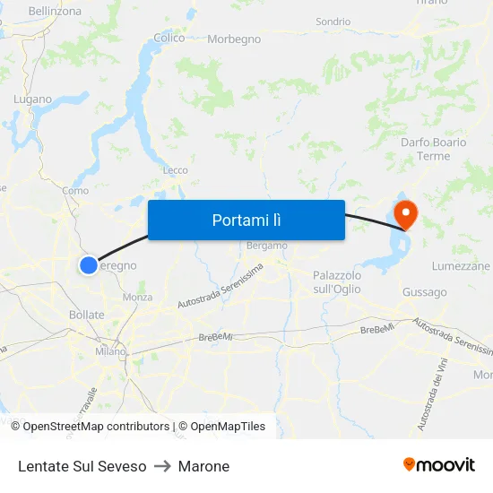 Lentate Sul Seveso to Marone map