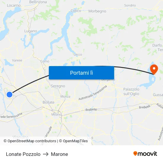 Lonate Pozzolo to Marone map