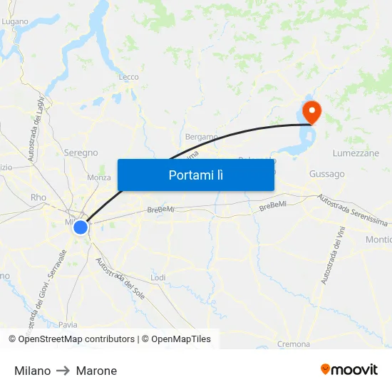 Milano to Marone map