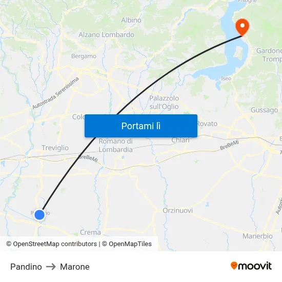 Pandino to Marone map