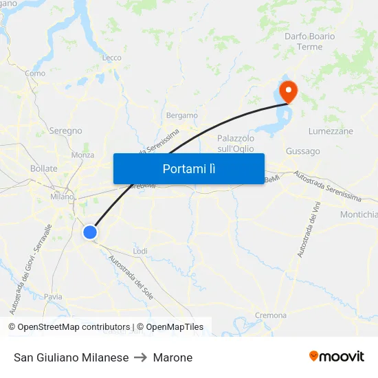 San Giuliano Milanese to Marone map