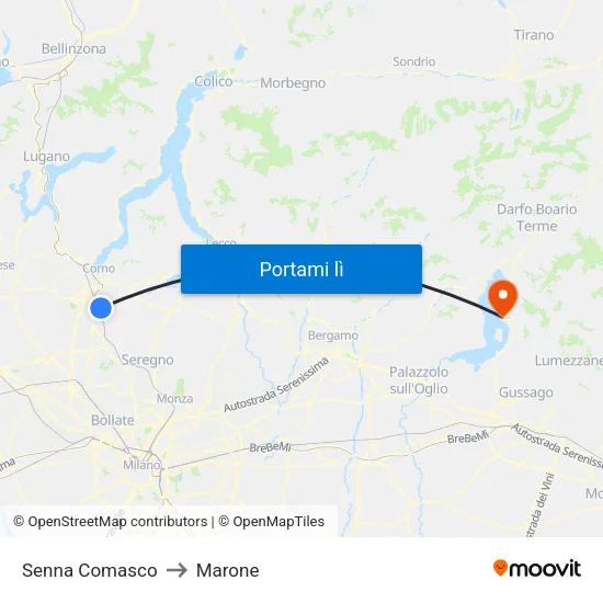 Senna Comasco to Marone map