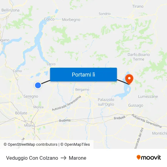 Veduggio Con Colzano to Marone map