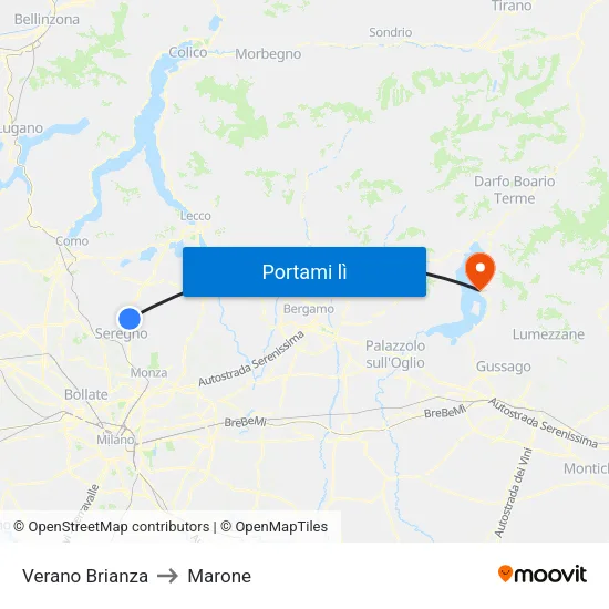 Verano Brianza to Marone map