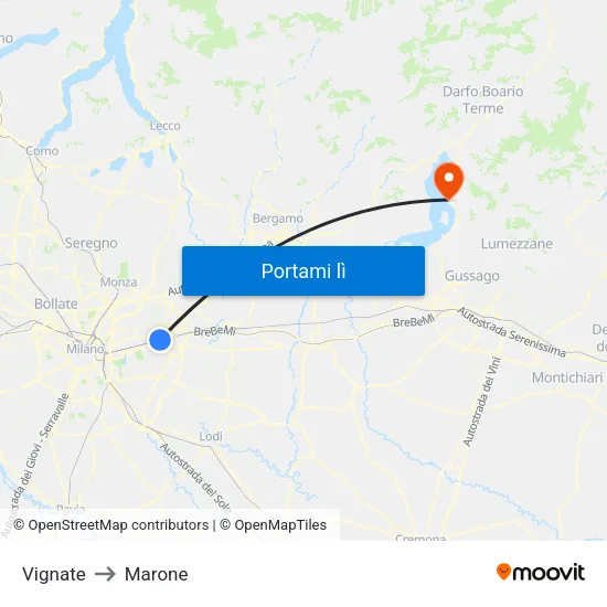 Vignate to Marone map