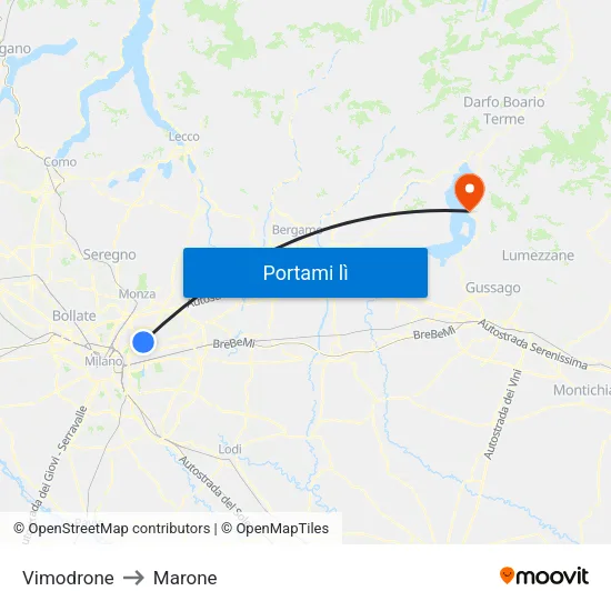 Vimodrone to Marone map