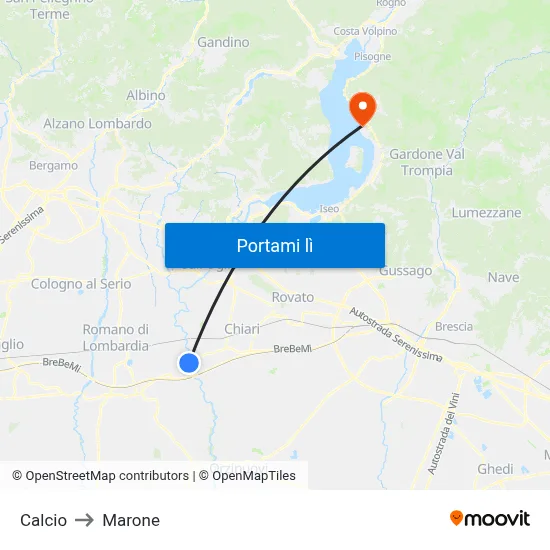 Calcio to Marone map