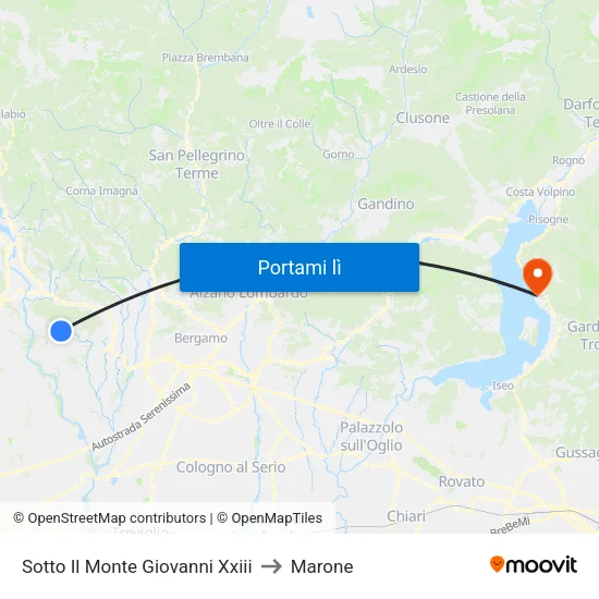 Sotto Il Monte Giovanni Xxiii to Marone map