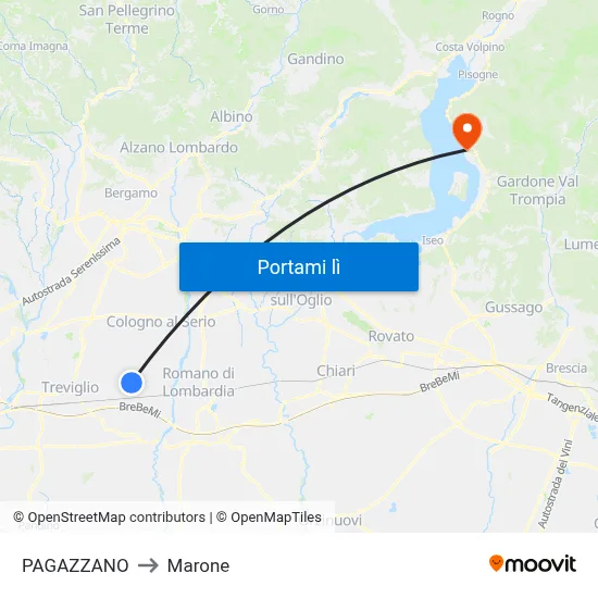 PAGAZZANO to Marone map