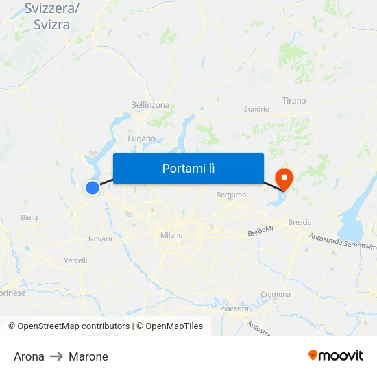 Arona to Marone map