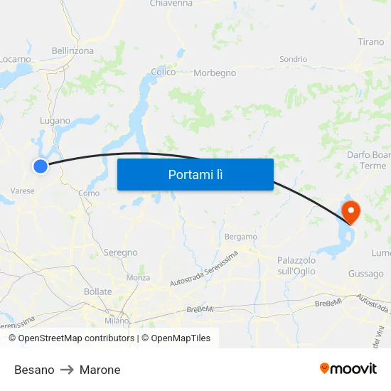 Besano to Marone map