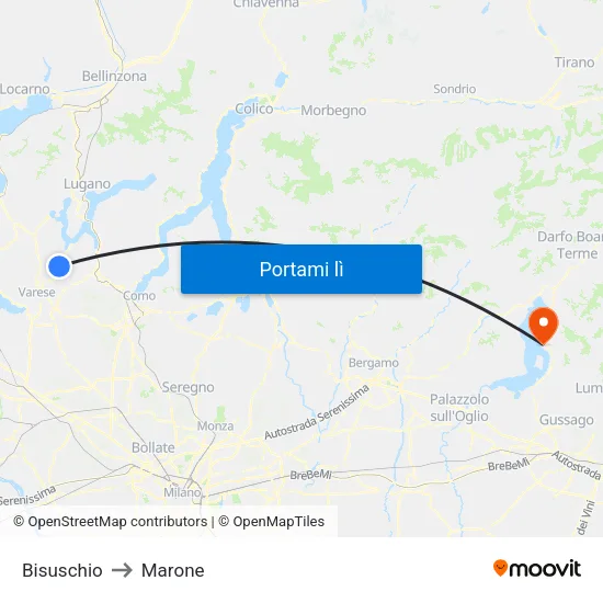 Bisuschio to Marone map