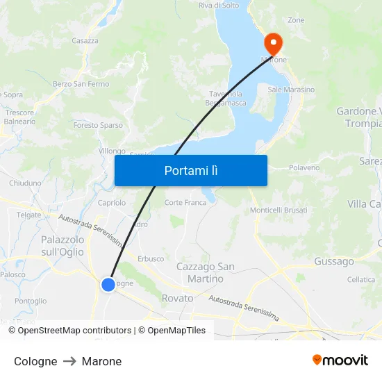 Cologne to Marone map