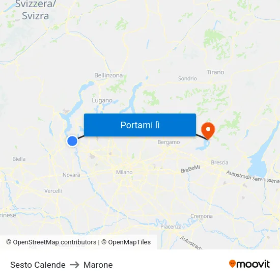 Sesto Calende to Marone map