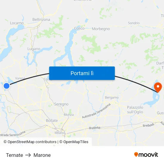 Ternate to Marone map