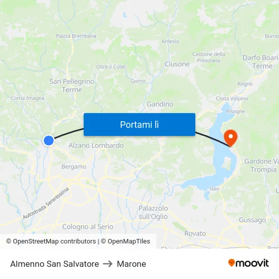 Almenno San Salvatore to Marone map