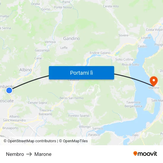 Nembro to Marone map