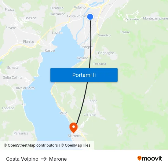 Costa Volpino to Marone map