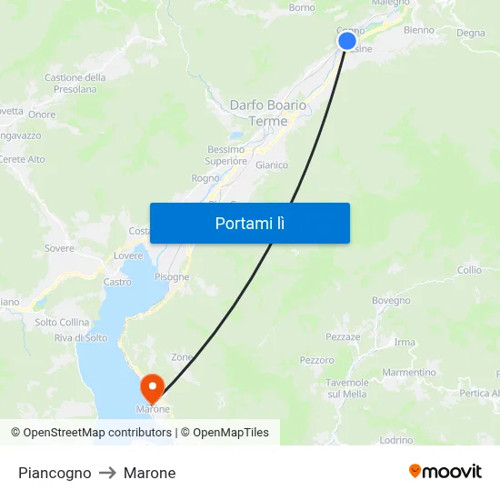 Piancogno to Marone map