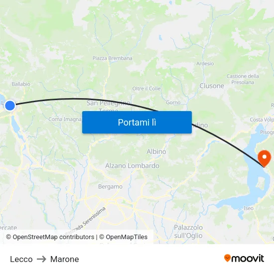 Lecco to Marone map