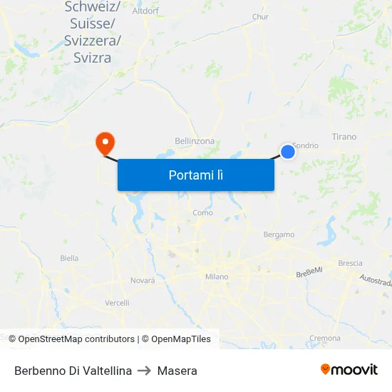Berbenno Di Valtellina to Masera map
