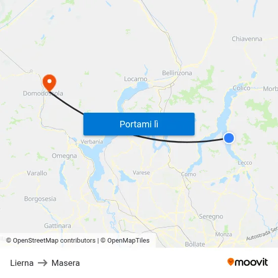 Lierna to Masera map