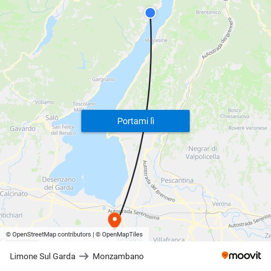 Limone Sul Garda to Monzambano map