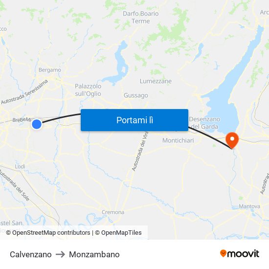 Calvenzano to Monzambano map