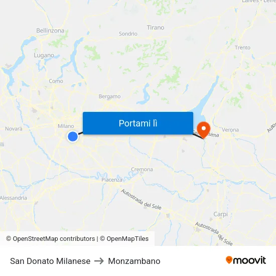 San Donato Milanese to Monzambano map