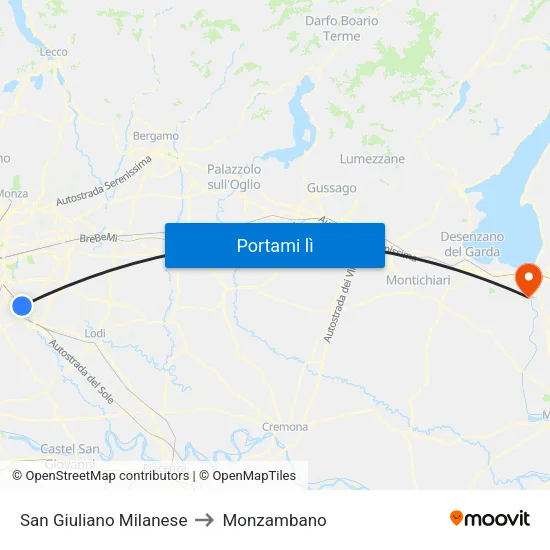 San Giuliano Milanese to Monzambano map