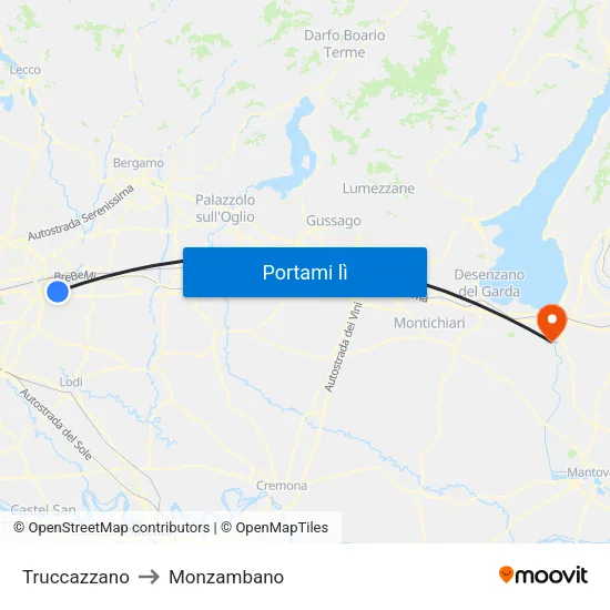 Truccazzano to Monzambano map