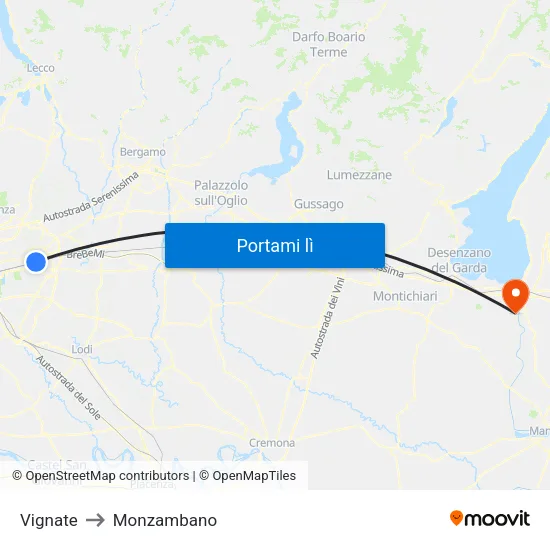 Vignate to Monzambano map