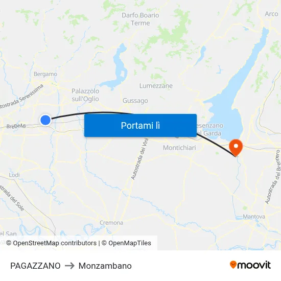 PAGAZZANO to Monzambano map