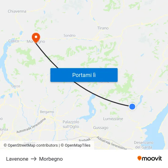 Lavenone to Morbegno map