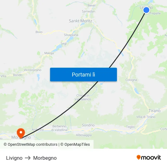 Livigno to Morbegno map