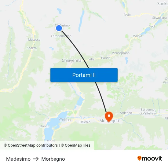 Madesimo to Morbegno map