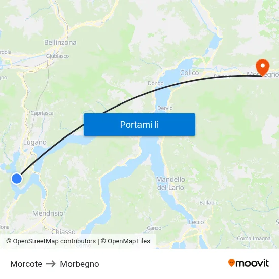 Morcote to Morbegno map