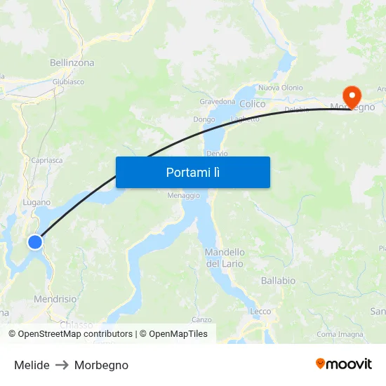 Melide to Morbegno map