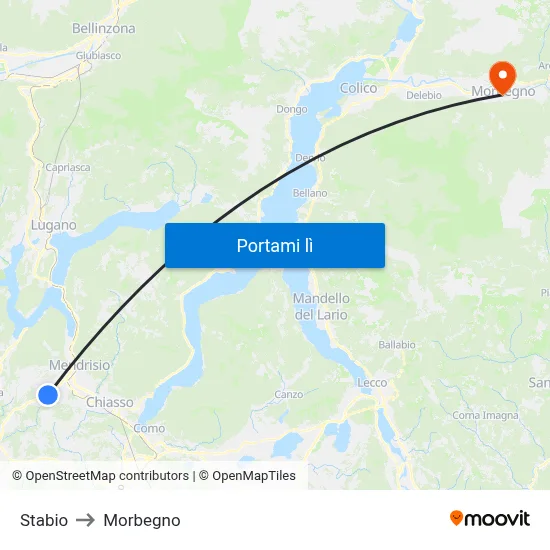 Stabio to Morbegno map