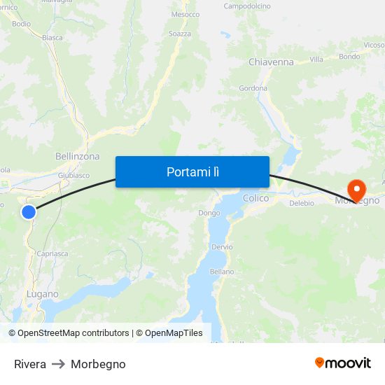 Rivera to Morbegno map