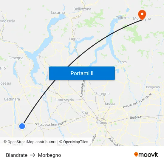 Biandrate to Morbegno map