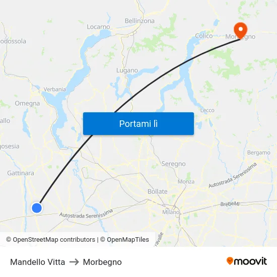 Mandello Vitta to Morbegno map