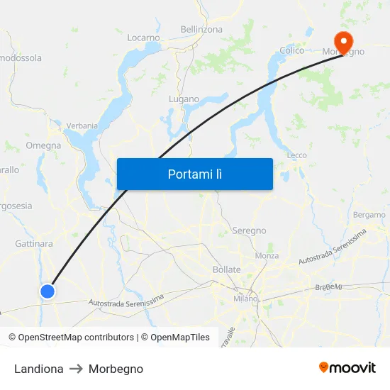 Landiona to Morbegno map