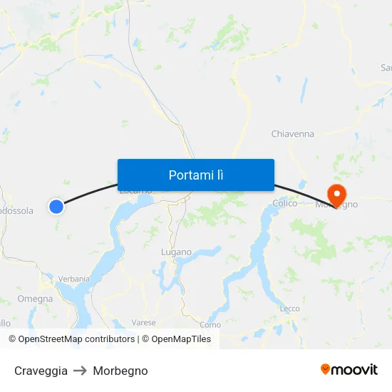 Craveggia to Morbegno map